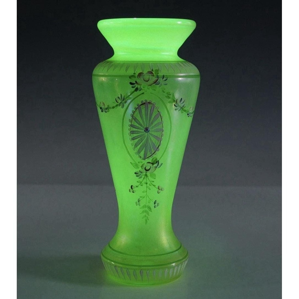 Fenton Iridized Topaz Glowing Vase | Hand Painted Hydrangeas Pam Fleak #2 of 850